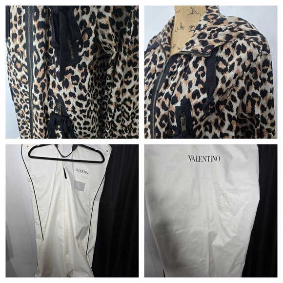 RED Valentino Lightweight Leopard Animal Print Tie Waist Designer Coat - Picture 5 of 16